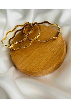 دستبند استیل (فولاد) طلائی زنانه استیل ضد زنگ MOD10 - کد 850457119