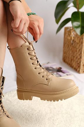 بوت قهوه ای زنانه چرم مصنوعی پاشنه ساده پاشنه کوتاه ( 4 - 1 cm ) Gore-Tex مقاوم در برابر آب کد 353862428