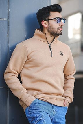 سوئیشرت قهوه ای مردانه نقش دار / کار شده Oksit - کد 790317570