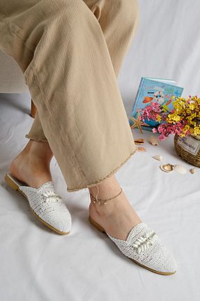 دمپائی سفید زنانه پارچه ای Oksit - کد 825962447