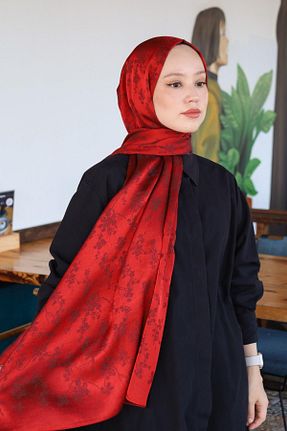 شال قرمز زنانه Hint İpek - کد 850985648