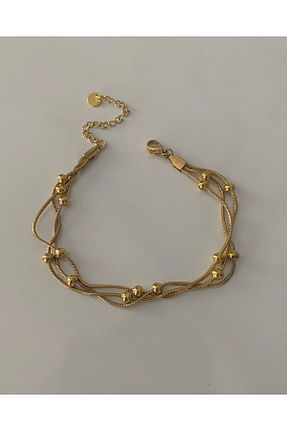 دستبند استیل (فولاد) طلائی زنانه استیل ضد زنگ BORENO - کد 675789242