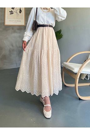 دامن حجاب بژ زنانه رگولار hilla line - کد 849460843