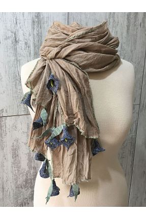 دستمال گردن بژ زنانه پنبه ای KAFTAN TAKI TASARIM - کد 102882010