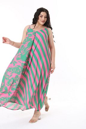 لباس سایز بزرگ سبز زنانه پلی استر Şans - کد 847062490