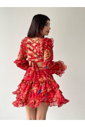 لباس قرمز زنانه بافتنی Afiş Butik - کد 674955855