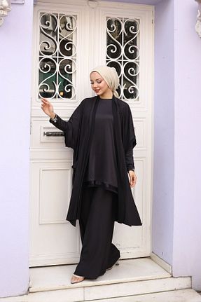 ست بالاتنه و پائین تنه حجاب مشکی زنانه گشاد Pieef - کد 850902496