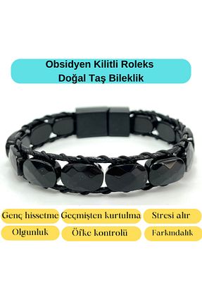 دستبند جواهر مشکی زنانه سنگ طبیعی YILDIZ DOĞAL TAŞ - کد 850631467