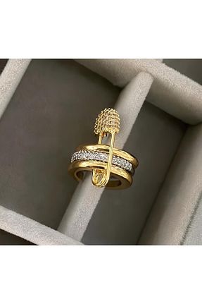 گوشواره غضروفی جواهر طلائی زنانه استیل ضد زنگ Niceboutique - کد 781597403