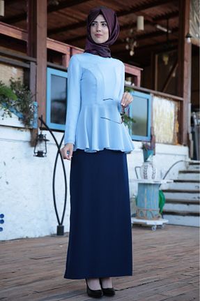 دامن سرمه ای زنانه مخلوط پلی استر Halezademoda - کد 838143947