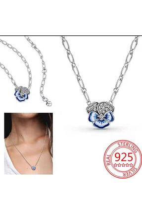 گردنبند نقره آبی زنانه 925 عیار POSEİDONS JEWELLERY - کد 710386239