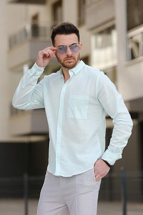پیراهن سبز مردانه اسلیم فیت Oksit - کد 664260456