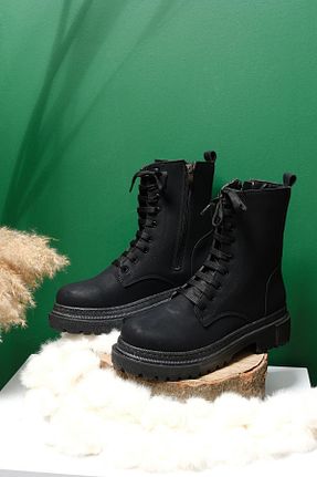 بوت مشکی زنانه چرم مصنوعی پاشنه ساده پاشنه کوتاه ( 4 - 1 cm ) Gore-Tex مقاوم در برابر آب کد 776867338