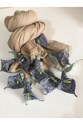 دستمال گردن بژ زنانه پنبه ای KAFTAN TAKI TASARIM - کد 102882010