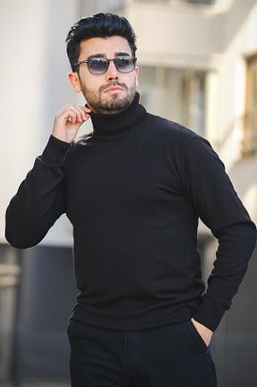 پلیور مشکی مردانه ساده Oksit - کد 795440980