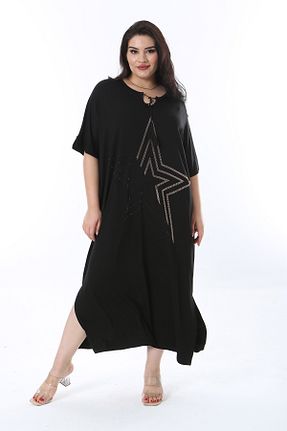لباس سایز بزرگ مشکی زنانه پارچه Şans - کد 850960876