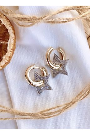 گوشواره جواهر طلائی زیرکن KBC STORE - کد 753333467