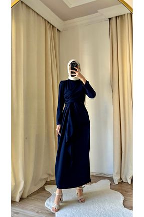 لباس حجاب سرمه ای زنانه Straight modasusev - کد 851018244