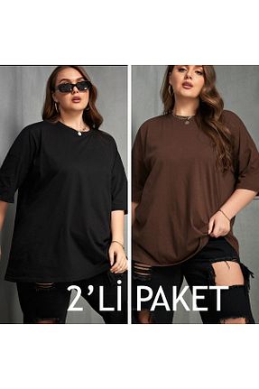 تیشرت قهوه ای زنانه اورسایز Jakinta Outdoors - کد 851076792