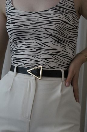 کمربند مشکی زنانه چرم مصنوعی HYM Collection - کد 851085396