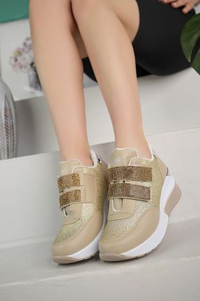 کفش اسنیکر بژ زنانه بدون بند lady classy - کد 851324926