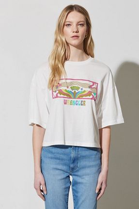 تیشرت سفید زنانه کراپ Wrangler - کد 673875688