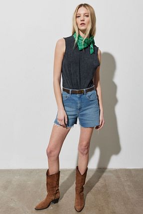 شلوارک و برمودا آبی زنانه فاق بلند Wrangler - کد 681779286