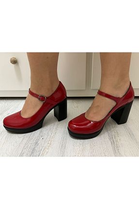 کفش پاشنه بلند کلاسیک قرمز زنانه چرم طبیعی پاشنه ضخیم پاشنه متوسط ( 5 - 9 cm ) کد 823855069