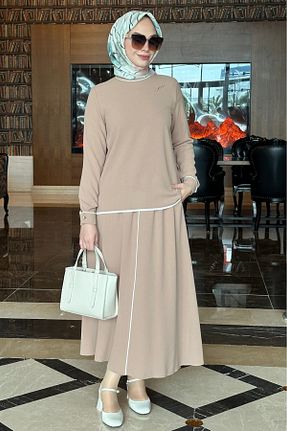 ست بالاتنه و پائین تنه قهوه ای زنانه بافتنی Nihle - کد 851412691