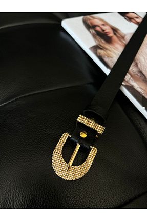 کمربند مشکی زنانه چرم مصنوعی Fiori - کد 850830098