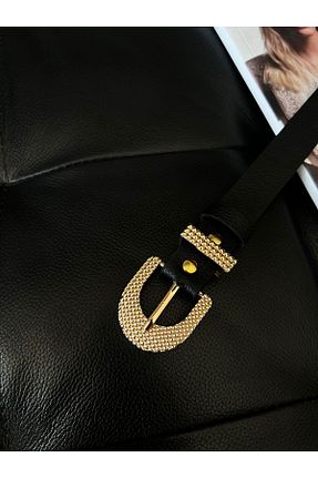 کمربند مشکی زنانه چرم مصنوعی Fiori - کد 850830098
