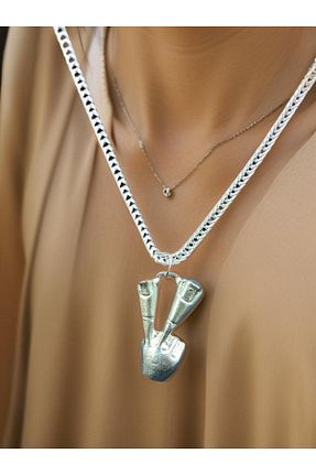 گردنبند جواهر زنانه روکش نقره whocares - کد 851090863