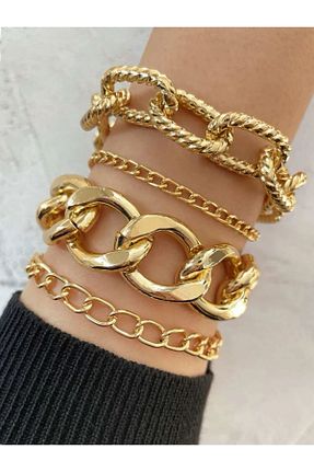 دستبند جواهر طلائی زنانه استیل (فولاد) PembeDuman - کد 848924825