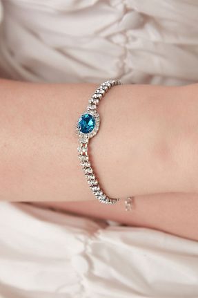 دستبند جواهر فیروزه ای زنانه زیرکن Furtek Aksesuar - کد 758351002
