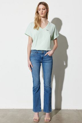 شلوار جین آبی زنانه پاچه پهن Wrangler - کد 705846967