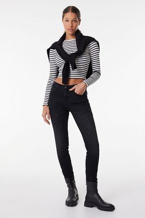 شلوار جین مشکی زنانه پاچه سوپر تنگ Wrangler - کد 797796223