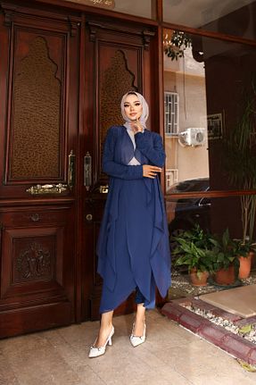 ست بالاتنه و پائین تنه حجاب سرمه ای زنانه Relaxed Pieef - کد 851445734