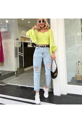 شلوار جین آبی زنانه پاچه ساده Denim By Poema - کد 675114969