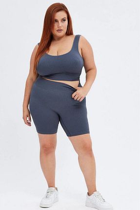 ساق شلواری سایز بزرگ طوسی زنانه بافتنی BANEGA - کد 828231702