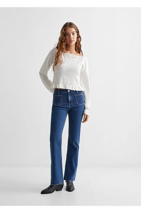 شلوار جین آبی زنانه رگولار MANGO Teen - کد 787875943