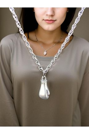 گردنبند جواهر زنانه روکش نقره whocares - کد 851089916
