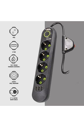 کابل افزودنی پریز گروهی مشکی 4 harry - کد 783690376