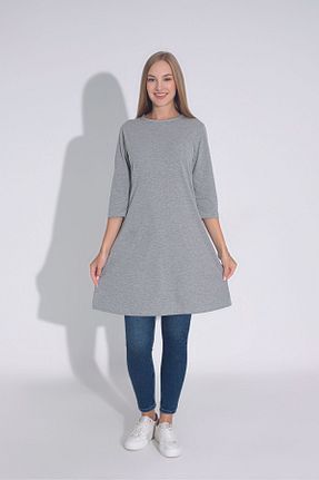تونیک سایز بزرگ طوسی زنانه بافت MyBen - کد 850867165