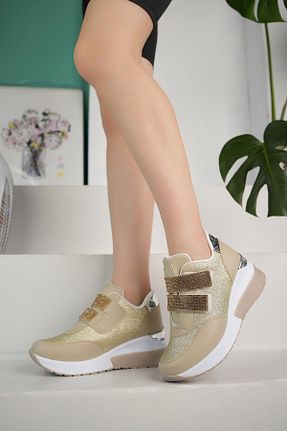 کفش اسنیکر بژ زنانه بدون بند lady classy - کد 851324926