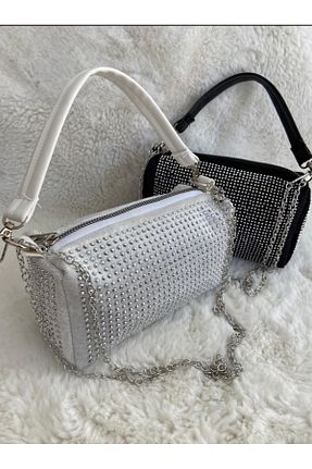 کیف دوشی سفید زنانه چرم مصنوعی Merdiven6 - کد 716379229
