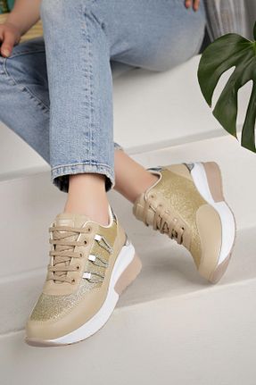 کفش اسنیکر بژ زنانه بدون بند lady classy - کد 851324810