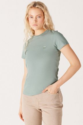 تیشرت سبز زنانه یقه دوچرخه Wrangler - کد 770396837