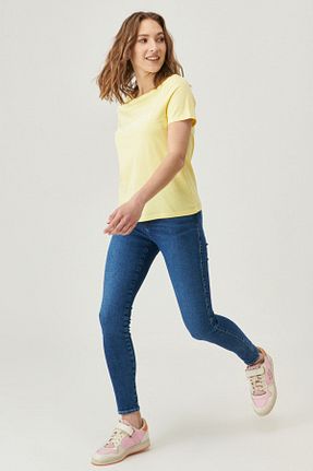 شلوار جین طلائی زنانه پاچه سوپر تنگ Wrangler - کد 285829102