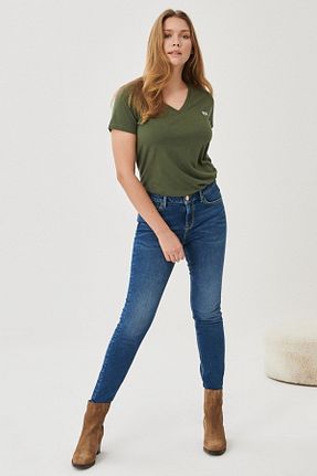 شلوار جین آبی زنانه پاچه سوپر تنگ Lee - کد 654452289