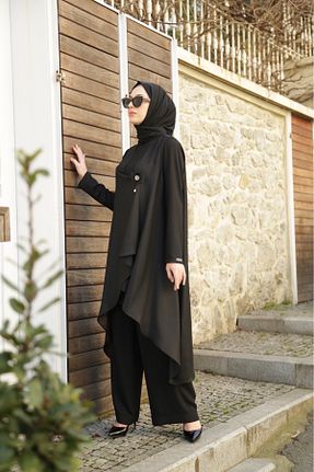 ست بالاتنه و پائین تنه حجاب مشکی زنانه گشاد Pieef - کد 851431408